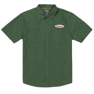 Captain Fin Men’s Gaslight Short Sleeve Button Up Shirt Green Size Medium